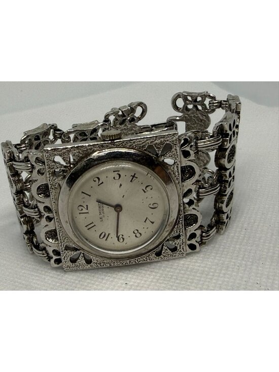 Vintage Le Monde Wind Up Watch Silver Tone Filigree Bracelet Mechanical Wristwat main image 7